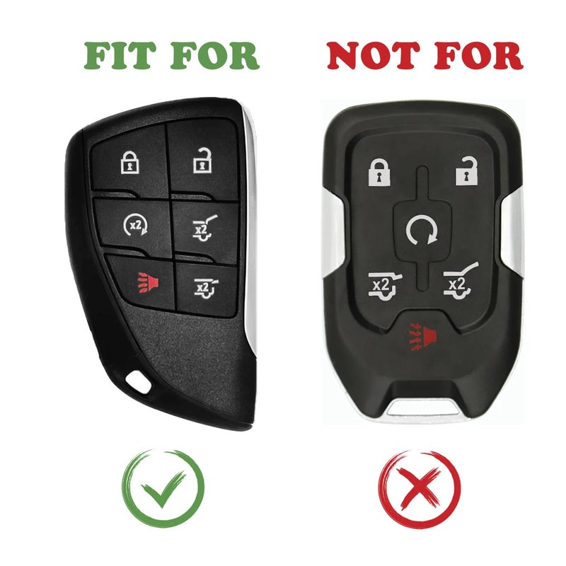 TANDRIVE Key Fob Cover for 2025 2024-2021 Chevy Tahoe Suburban GMC Yukon, 6 Button, Silicone, 2-Pack, Black - Image 2